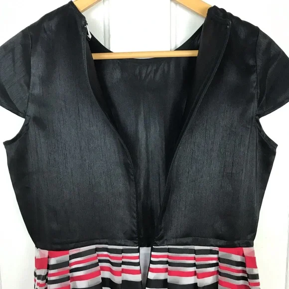 EY Boutique : size M : formal sheer striped short sleeve fit & flare midi-dress - Picture 6 of 8